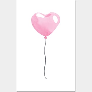 Pink heart balloon Posters and Art